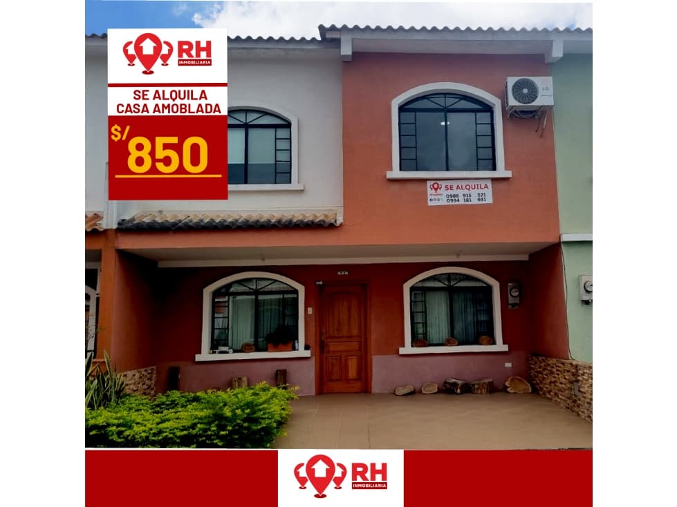 CASA AMOBLADA EN ARRIENDO EN URBANIZACIÓN CIUDAD VERDE, MACHALA - 1