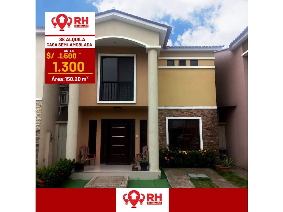 EN ALQUILER CASA SEMIAMOBLADA EN URBANIZACIÓN ORO CITY II, MACHALA - 1