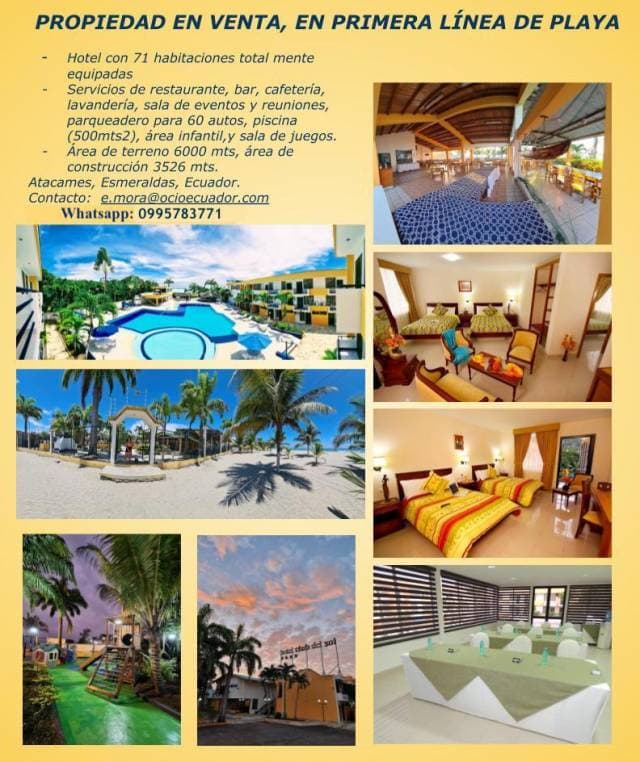 Venta de Hotel en Atacames 71 habitaciones, en primera línea de playa - 1
