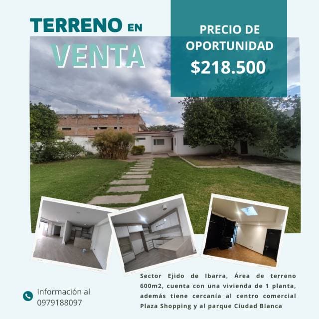 TERRENO EN IBARRA, CERCA AL CENTRO COMERCIAL PLAZA SHOPPING - SUPERMAXI - 1