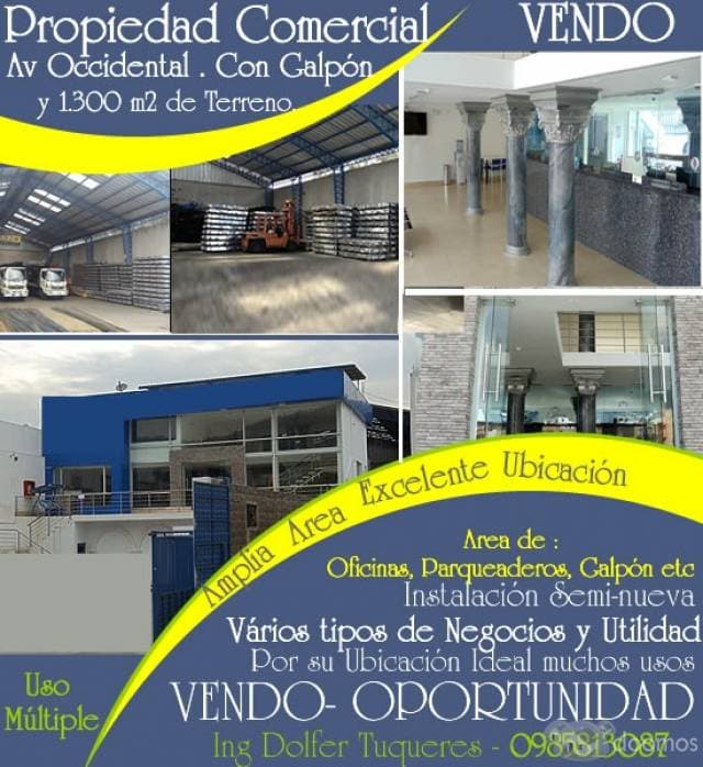 OPORTUNIDAD DE NEGOCIO, VENDO PROPIEDAD EN AV. OCCIDENTAL INF. AL 0985813087 - 1