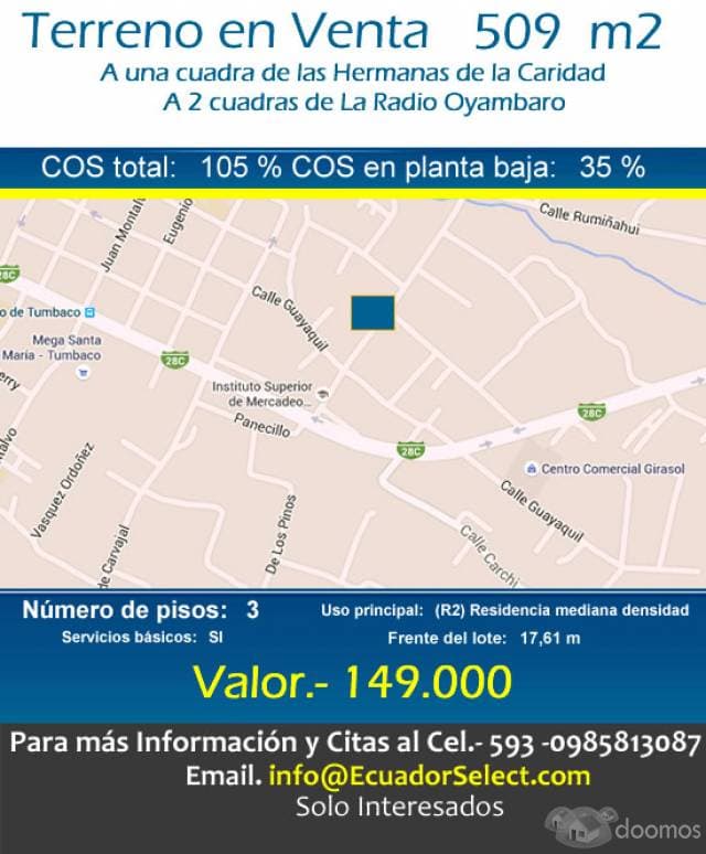 TERRENO DE VENTA TUMBACO SECTOR RADIO OYAMBARO  . HERMANAS DE LA CARIDAD - 1