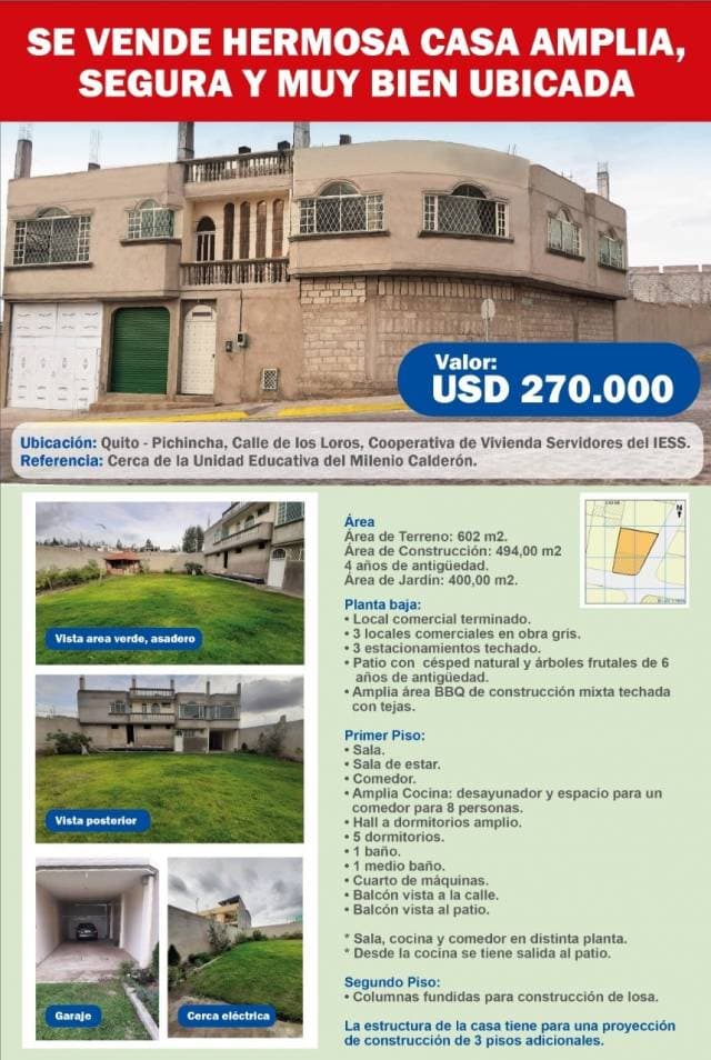 SE VENDE HERMOSA CASA AMPLIA, SEGURA Y MUY BIEN UBICADA. - 1